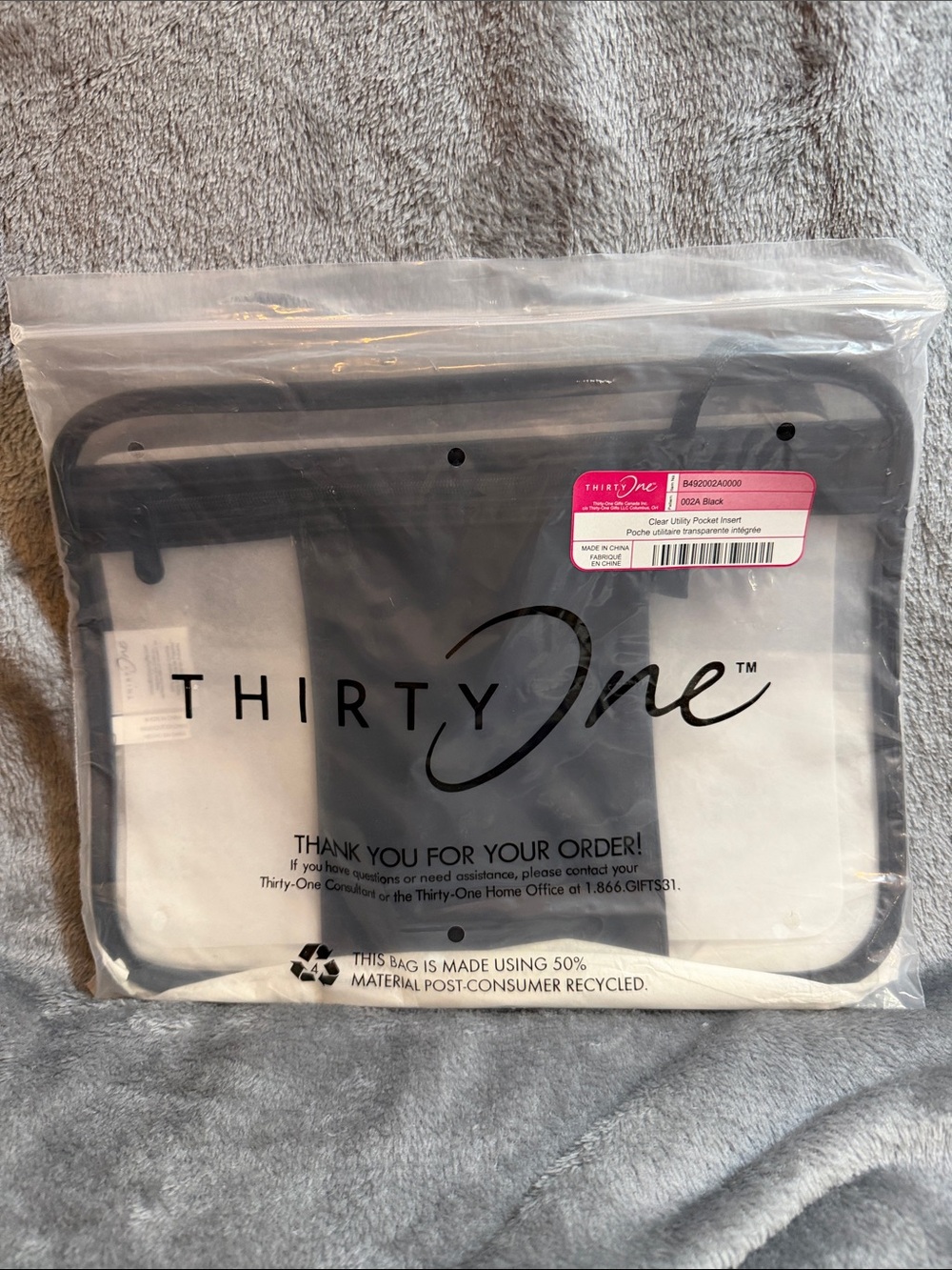 thirty-one Clear Utility Pocket Insert with Black Trim